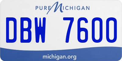 MI license plate DBW7600