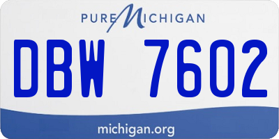 MI license plate DBW7602