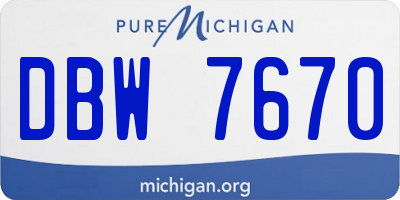 MI license plate DBW7670