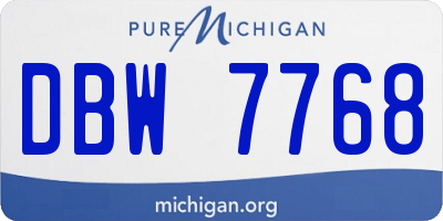 MI license plate DBW7768