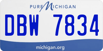 MI license plate DBW7834