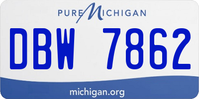 MI license plate DBW7862