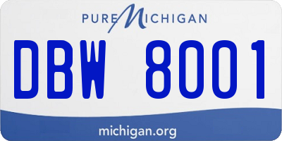 MI license plate DBW8001