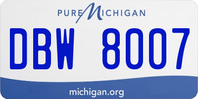 MI license plate DBW8007