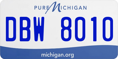 MI license plate DBW8010