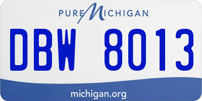 MI license plate DBW8013