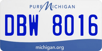 MI license plate DBW8016