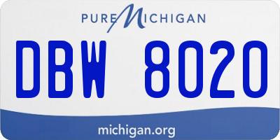 MI license plate DBW8020