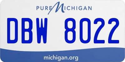 MI license plate DBW8022