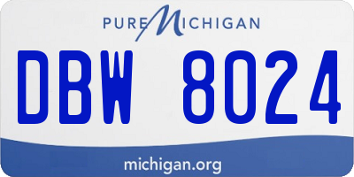 MI license plate DBW8024