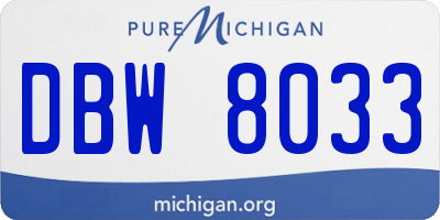 MI license plate DBW8033