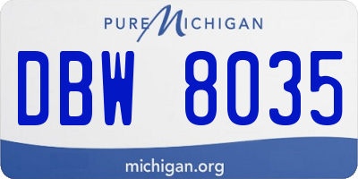 MI license plate DBW8035