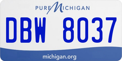 MI license plate DBW8037