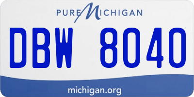 MI license plate DBW8040