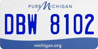 MI license plate DBW8102