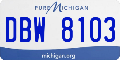 MI license plate DBW8103