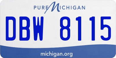 MI license plate DBW8115
