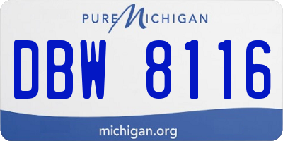MI license plate DBW8116