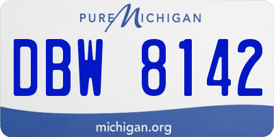 MI license plate DBW8142