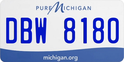 MI license plate DBW8180