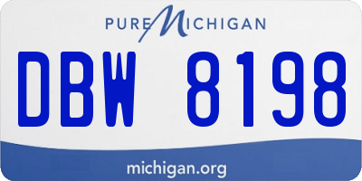 MI license plate DBW8198