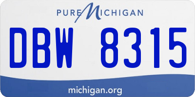 MI license plate DBW8315