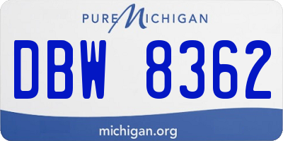 MI license plate DBW8362