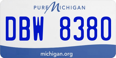 MI license plate DBW8380
