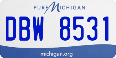 MI license plate DBW8531