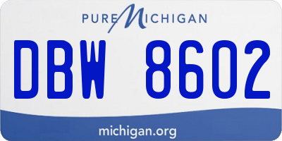 MI license plate DBW8602
