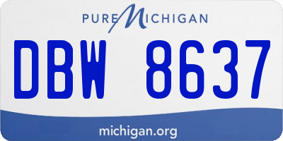 MI license plate DBW8637