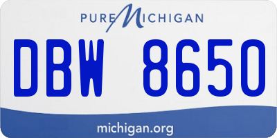 MI license plate DBW8650