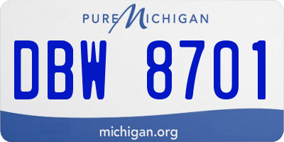 MI license plate DBW8701