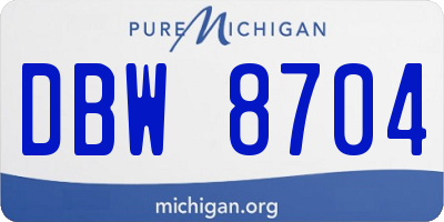 MI license plate DBW8704