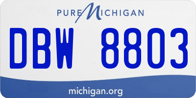 MI license plate DBW8803