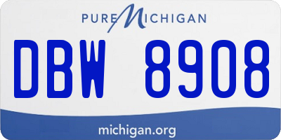MI license plate DBW8908
