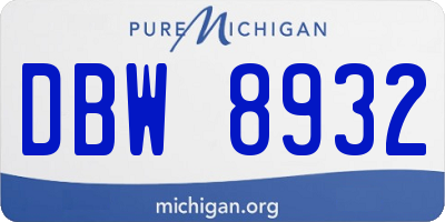 MI license plate DBW8932