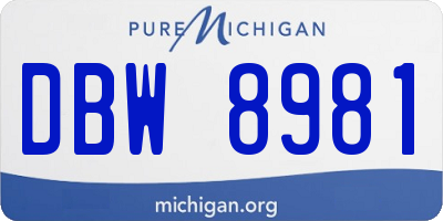 MI license plate DBW8981