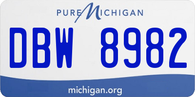 MI license plate DBW8982