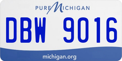 MI license plate DBW9016