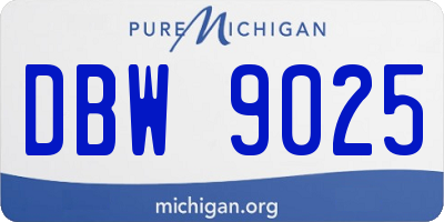 MI license plate DBW9025
