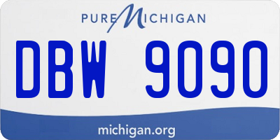 MI license plate DBW9090