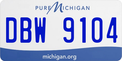 MI license plate DBW9104