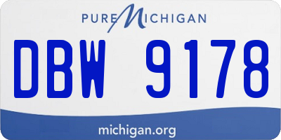 MI license plate DBW9178