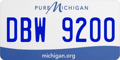 MI license plate DBW9200