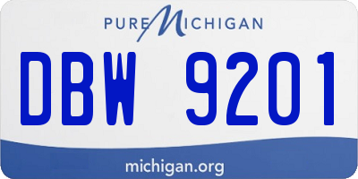 MI license plate DBW9201