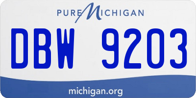 MI license plate DBW9203