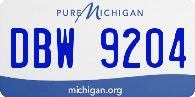 MI license plate DBW9204