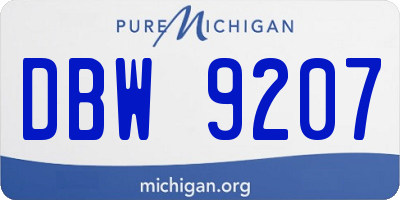 MI license plate DBW9207
