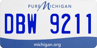 MI license plate DBW9211